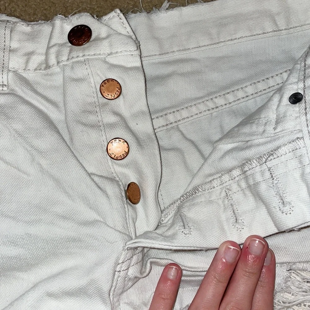 White Ripped Jean Shorts - Picture 3 of 4